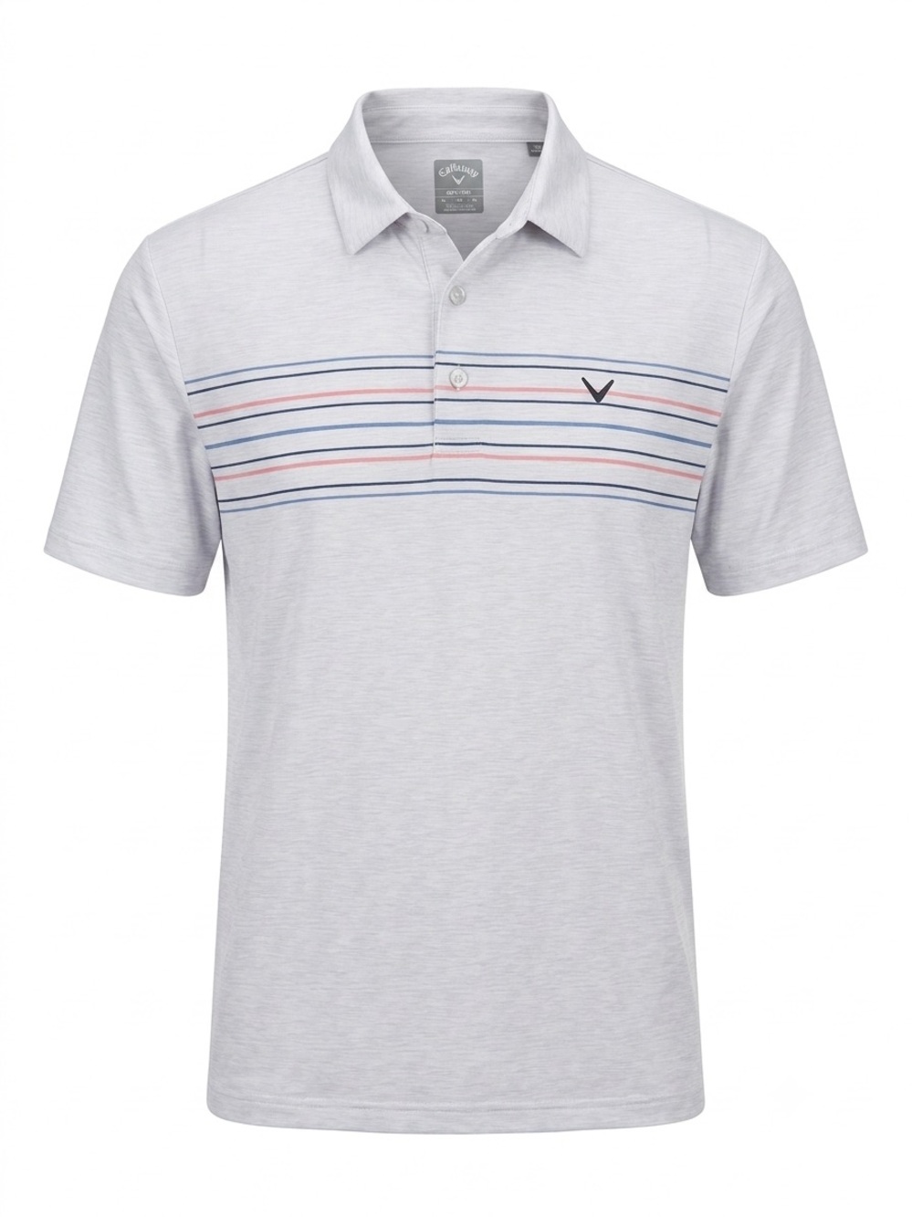 Callaway Light Heather Gray Stripe Golf Polo